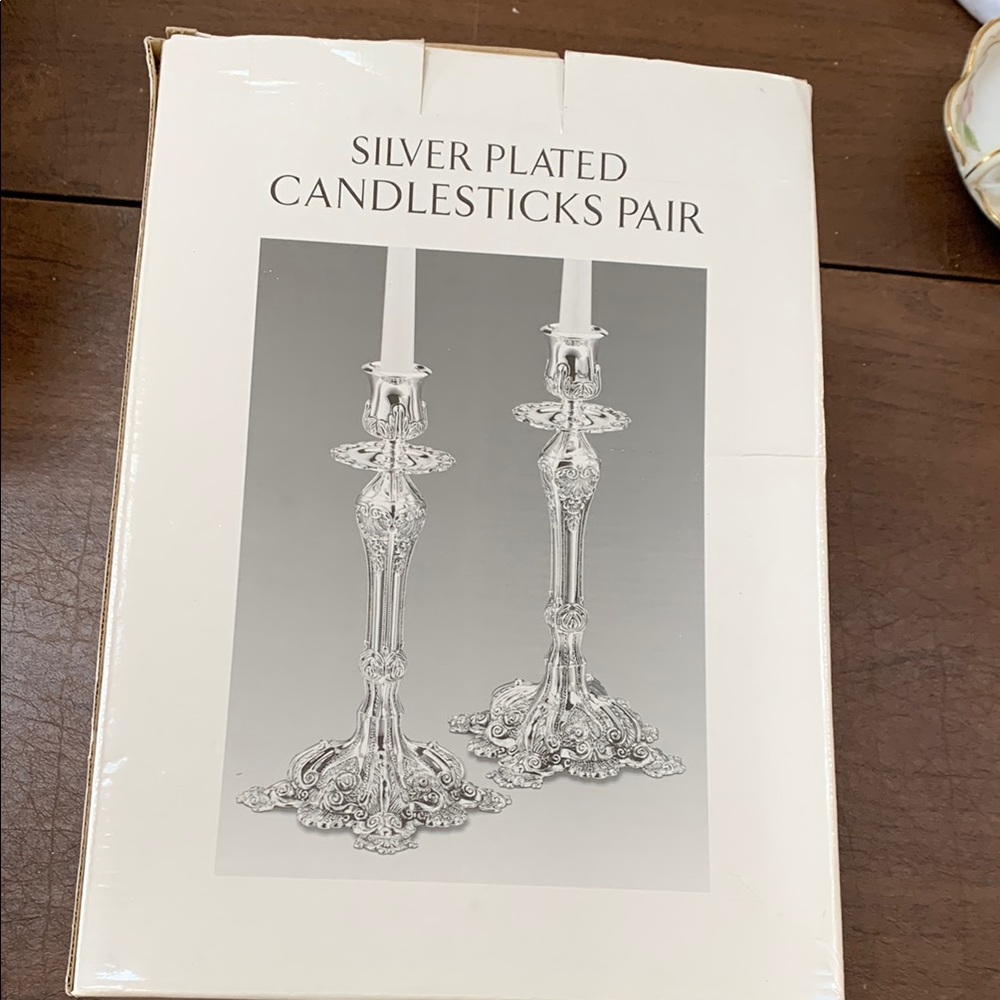 Silver Plated Candlesticks Pair